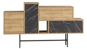 Madia 160 Cm Design Moderno Effetto Legno Hermes Noce E Marmo