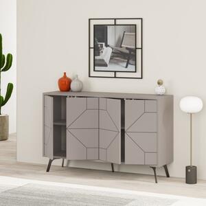 Madia Moderna 4 Ante 123 Cm Design Geometrico Piedi Metallici Dune Tortora