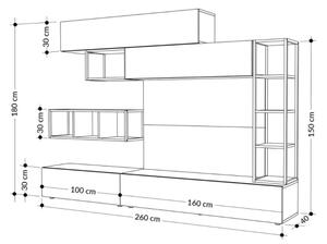 Parete Attrezzata 260 Cm Design Moderno Tronador Tortora E Bianco