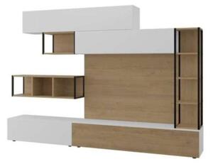 Parete Attrezzata 260 Cm Design Moderno Tronador Bianco E Rovere