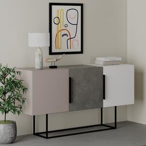 Madia Moderna 3 Ante 150 Cm Tricolore Tortora Bianco Cemento Tontini