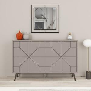 Madia Moderna 4 Ante 123 Cm Design Geometrico Piedi Metallici Dune Tortora