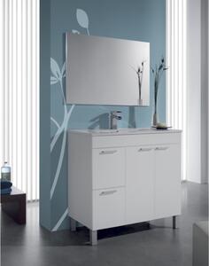 Mobile Da Bagno 80 Cm 2 Ante E 2 Cassetti Con Lavabo E Specchio Aktiva Bianco