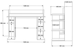 Scrivania Moderna Porta PC 120x58x98 Con Ripiani Laterali Pixel Rovere E Bianco