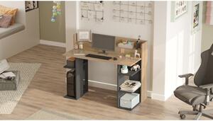 Scrivania Moderna Porta PC 120x58x98 Con Ripiani Laterali Pixel Rovere E Antracite
