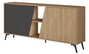Madia 180x35x82 Cm 2 Ante Rovere 2 Ante Antracite Fiona