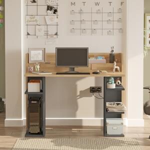 Scrivania Moderna Porta PC 120x58x98 Con Ripiani Laterali Pixel Rovere E Antracite