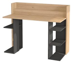 Scrivania Moderna Porta PC 120x58x98 Con Ripiani Laterali Pixel Rovere E Antracite