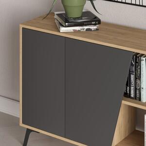 Madia 180x35x82 Cm 2 Ante Rovere 2 Ante Antracite Fiona