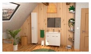 Mobile Da Bagno 80 Cm 2 Ante E 2 Cassetti Con Lavabo E Specchio Aktiva Bianco