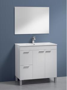 Mobile Da Bagno 80 Cm 2 Ante E 2 Cassetti Con Lavabo E Specchio Aktiva Bianco