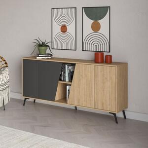 Madia 180x35x82 Cm 2 Ante Rovere 2 Ante Antracite Fiona