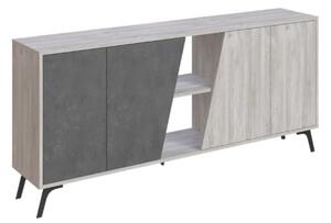 Madia 180x35x82 Cm 2 Ante Bianche 2 Ante Grigie Fiona
