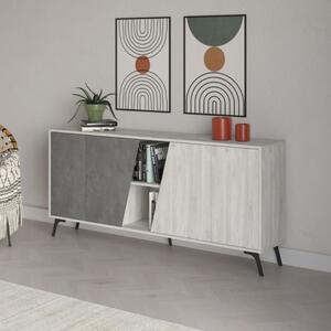 Madia 180x35x82 Cm 2 Ante Bianche 2 Ante Grigie Fiona