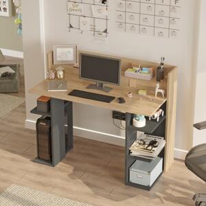 Scrivania Moderna Porta PC 120x58x98 Con Ripiani Laterali Pixel Rovere E Antracite