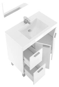 Mobile Da Bagno 80 Cm 2 Ante E 2 Cassetti Con Lavabo E Specchio Aktiva Bianco