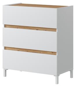Cassettiera A 3 Cassetti 80x41x90 Design Moderno Tempus Bianca E Rovere Nodi