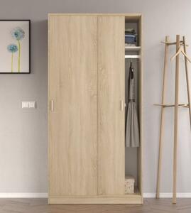 Armadio Guardaroba 2 Ante Scorrevoli 100x50x200 Rovere Effetto Legno Max