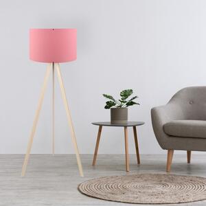 Lampada Treppiede Da Pavimento 38x140 Cm Design Moderno 60W Rovere E Rosa