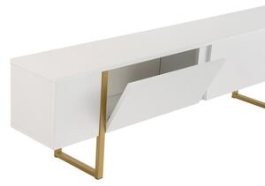 Mobile TV Da Terra 180 Cm A 2 Ante Bianco E Piedini Oro Serena