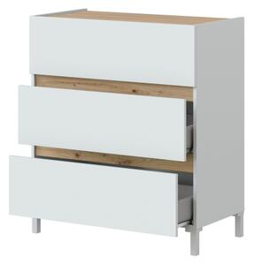 Cassettiera A 3 Cassetti 80x41x90 Design Moderno Tempus Bianca E Rovere Nodi