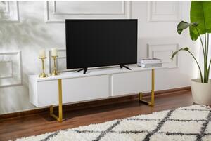Mobile TV Da Terra 180 Cm A 2 Ante Bianco E Piedini Oro Serena