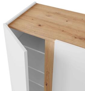 Scarpiera A 2 Ante E 6 Ripiani 56x35x102 Tempus Bianco e Rovere Nodi