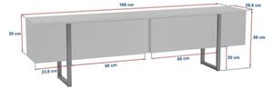 Mobile TV Da Terra 180 Cm A 2 Ante Bianco E Piedini Oro Serena