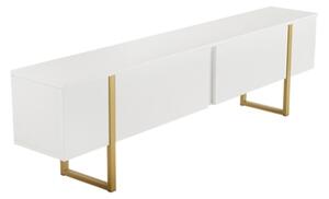 Mobile TV Da Terra 180 Cm A 2 Ante Bianco E Piedini Oro Serena