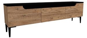 Mobile TV 145x30x45 Effetto Legno Con Inserti E Piedini Neri Aral