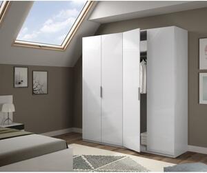 Armadio Guardaroba 4 Ante 180x52x200 Con Barre Appendiabiti MAX Bianco Lucido