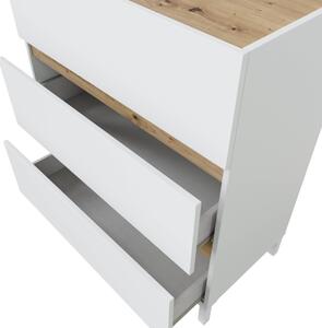 Cassettiera A 3 Cassetti 80x41x90 Design Moderno Tempus Bianca E Rovere Nodi