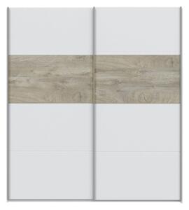Armadio 2 Ante Scorrevoli 180x60x200 Bianco E Rovere ARM182