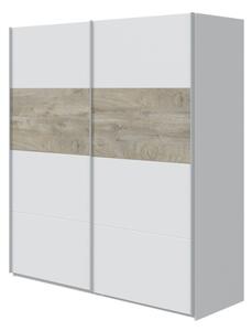 Armadio 2 Ante Scorrevoli 180x60x200 Bianco E Rovere ARM182