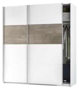 Armadio 2 Ante Scorrevoli 180x60x200 Bianco E Rovere ARM182