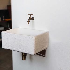 Acquaio Da Esterno In Cemento 45x30x20 Rodi Bianco Terrazzo Kam