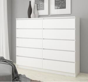Cassettiera Credenza 140x40x120 Cm 10 Cassetti Artika Bianco Opaco
