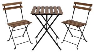 Set Bistrot Pieghevole In Legno Tavolo 54x55 Con 2 Sedie Donald Acacia