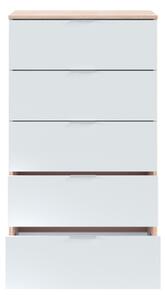 Cassettiera Moderna 5 Cassetti 60x40x110 Bianco E Rovere Basic Line