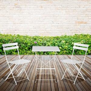 Set Bistrot Pieghevole In Acciaio Tavolo 60x60 Con 2 Sedie Donald Bianco