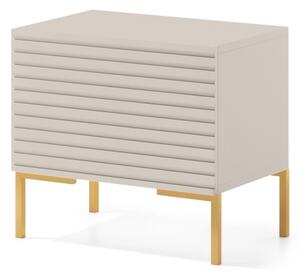 Comodino Cannettato 46 Cm 1 Anta Tortora Piedini Oro Zenith