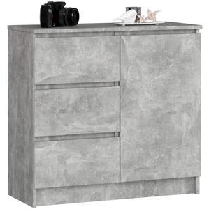 Cassettiera Credenza 80 Cm 3 Cassetti 1 Anta Artika Effetto Cemento
