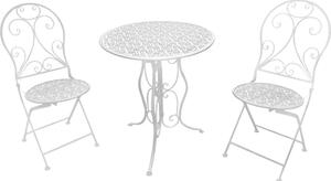 Set Bistrot Da Giardino Tavolo 60 Cm E 2 Sedie Pieghevoli In Ferro Sanremo Bianco