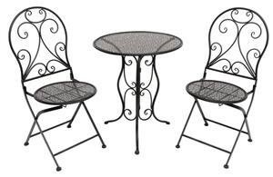 Set Bistrot Da Giardino Tavolo 60 Cm E 2 Sedie Pieghevoli In Ferro Sanremo Nero