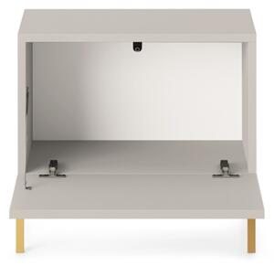 Comodino Cannettato 46 Cm 1 Anta Tortora Piedini Oro Zenith