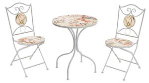 Set Bistrot Tavolo Mosaico 60 Cm 2 Sedie Pieghevoli Otranto Bianco