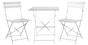 Set Bistrot Pieghevole In Acciaio Tavolo 60x60 Con 2 Sedie Donald Bianco