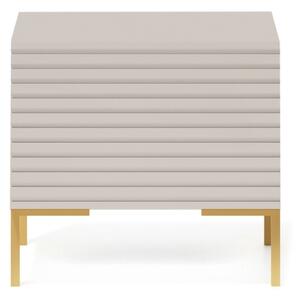 Comodino Cannettato 46 Cm 1 Anta Tortora Piedini Oro Zenith