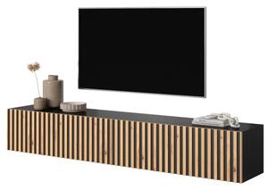 Mobile TV Sospeso Listellato 175 Cm Nero E Rovere Astra