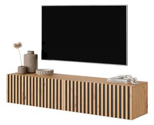 Mobile TV Sospeso Listellato 140 Cm Rovere E Nero Astra